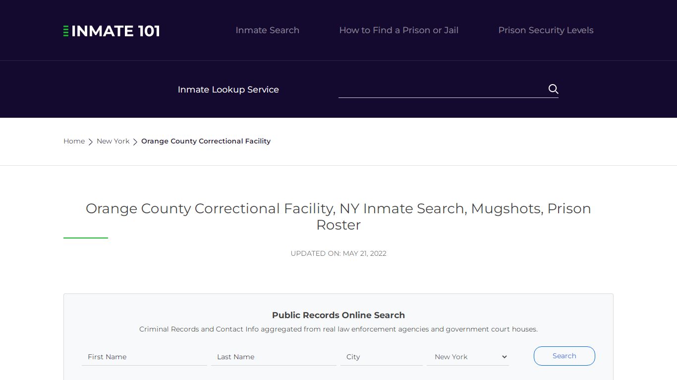 Orange County Correctional Facility, NY Inmate Search ...